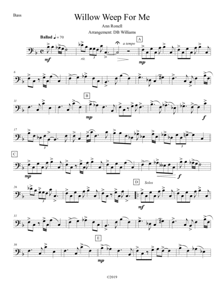 Willow Weep For Me Bass Sheet Music