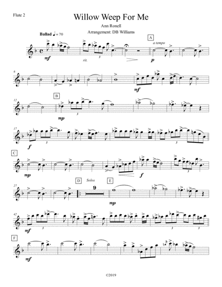 Free Sheet Music Willow Weep For Me Flute 2