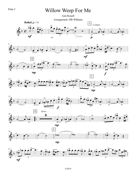 Free Sheet Music Willow Weep For Me Flute 3