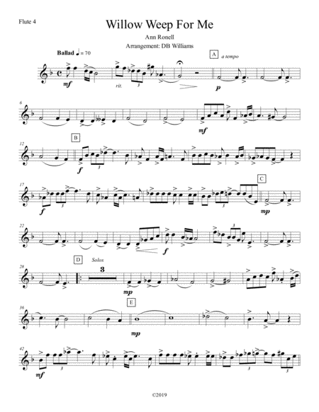 Free Sheet Music Willow Weep For Me Flute 4
