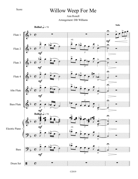 Willow Weep For Me Flute Choir Sheet Music