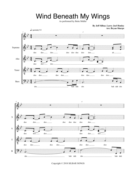 Wind Beneath My Wings Sheet Music