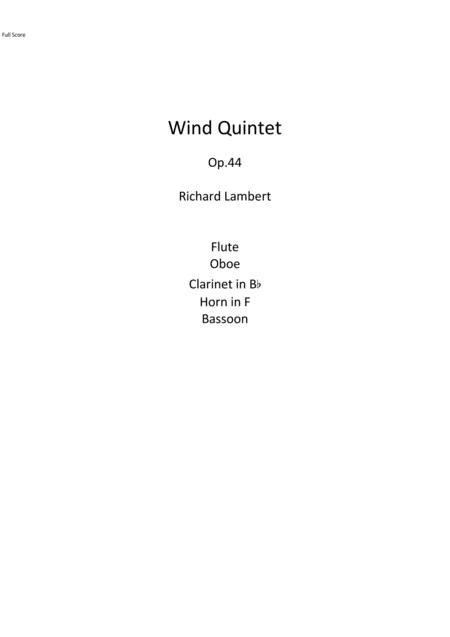 Wind Quintet Op 44 Sheet Music