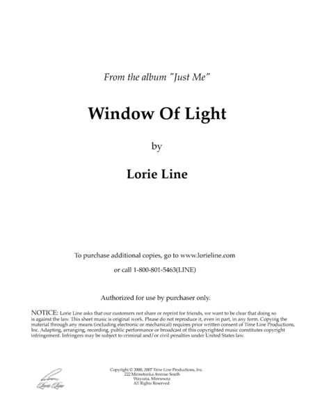 Window Of Light Sheet Music