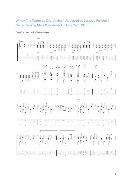 Free Sheet Music Windy And Warm As Played By Lorenzo Polidori Guitar Tabs By Maja Roedenbeck