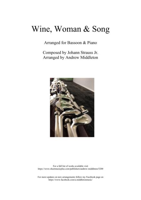 Wine Women And Song Arranged For Bassoon And Piano Sheet Music