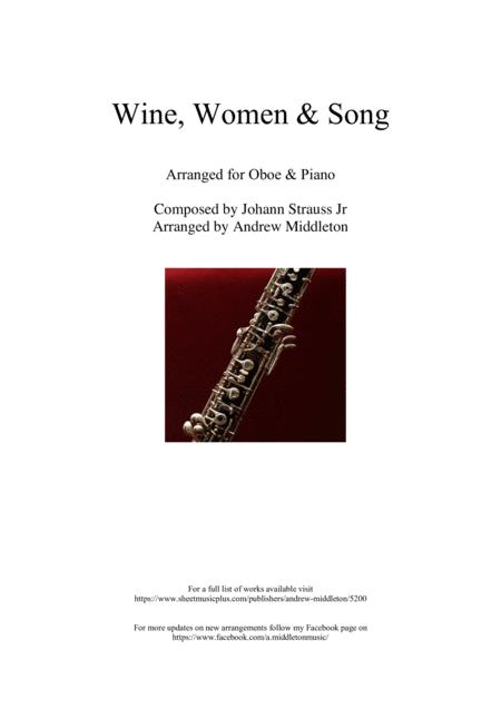 Wine Women And Song Arranged For Oboe And Piano Sheet Music