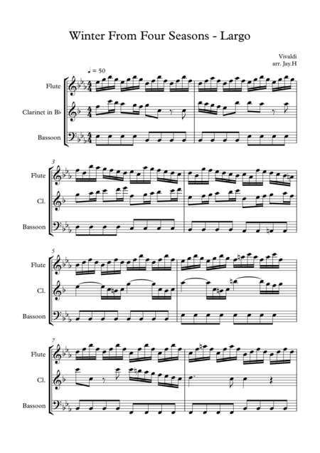 Winter From Four Seasons Largo For Wind Trio Sheet Music