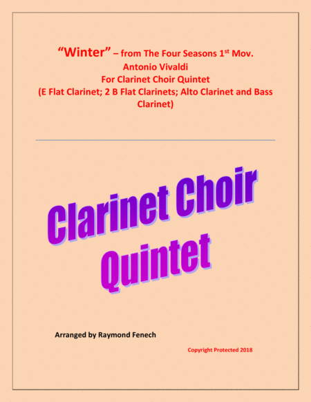 Free Sheet Music Winter From The Four Season 1 St Mov Clarinet Choir Quintet