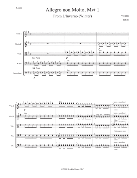 Winter Movement 1 From Vivaldis Four Seasons Grade 3 String Orchestra Sheet Music