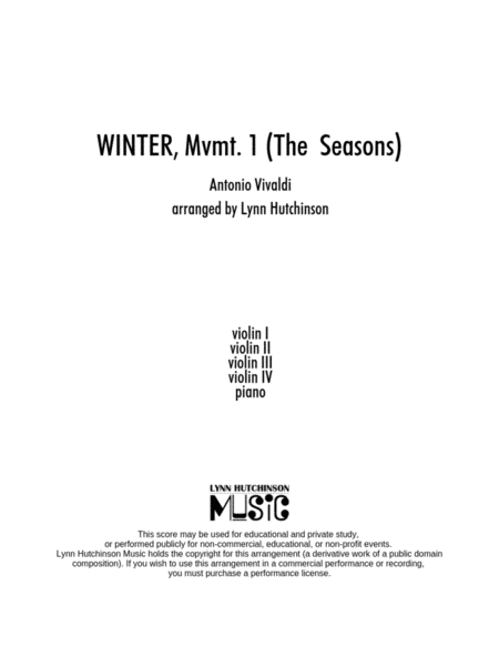 Free Sheet Music Winter Mvmt 1 Vivaldis Four Seasons