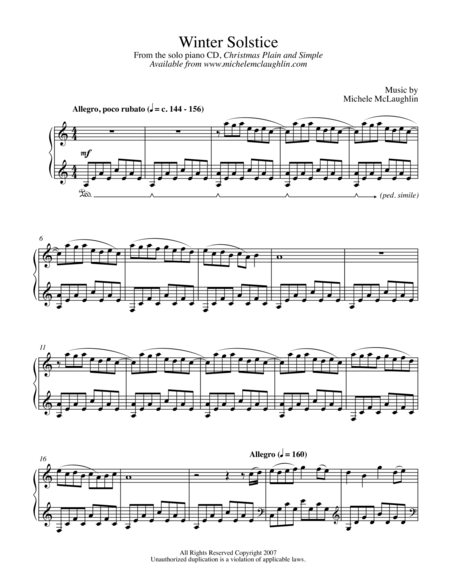 Free Sheet Music Winter Solstice