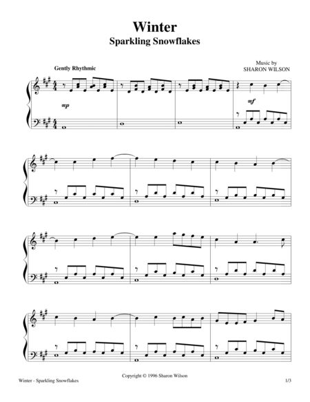 Free Sheet Music Winter Sparkling Snowflakes