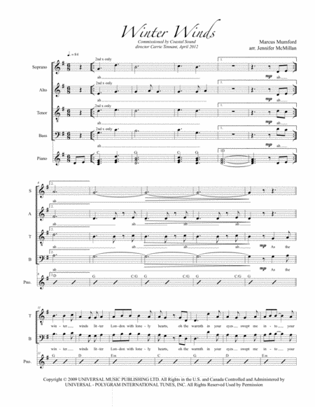 Free Sheet Music Winter Winds