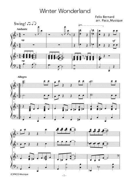 Winter Wonderland For 4 Hands Piano Sheet Music