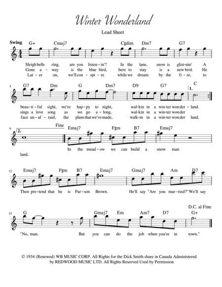 Free Sheet Music Winter Wonderland Lead Sheet