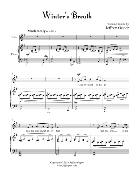 Free Sheet Music Winters Breath