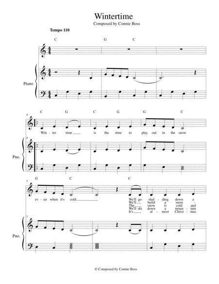 Free Sheet Music Wintertime Kids Song Solo And Piano