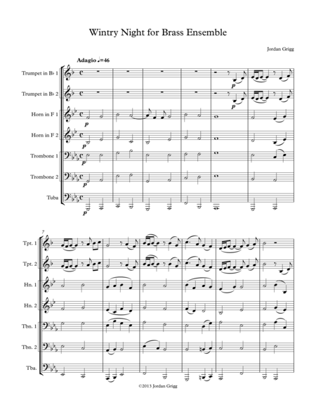 Wintry Night For Brass Ensemble Sheet Music