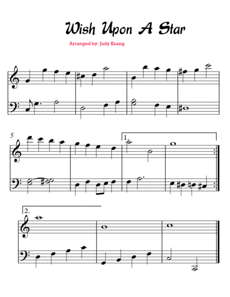 Free Sheet Music Wish Upon A Star