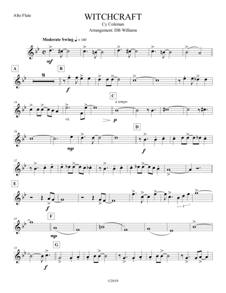 Free Sheet Music Witchcraft Alto Flute