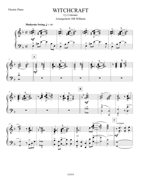 Free Sheet Music Witchcraft Electric Piano