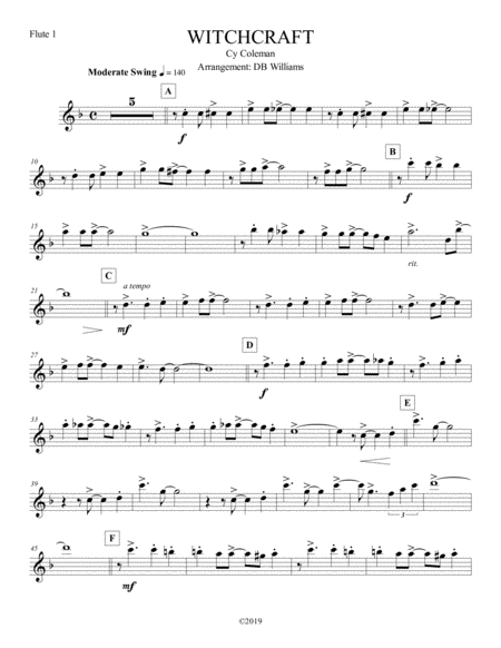 Free Sheet Music Witchcraft Flute 1