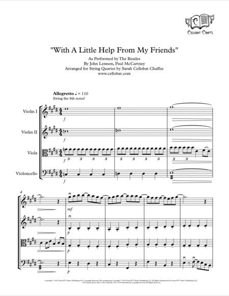 Free Sheet Music With A Little Help From My Friends String Quartet Beatles Arr Cellobat