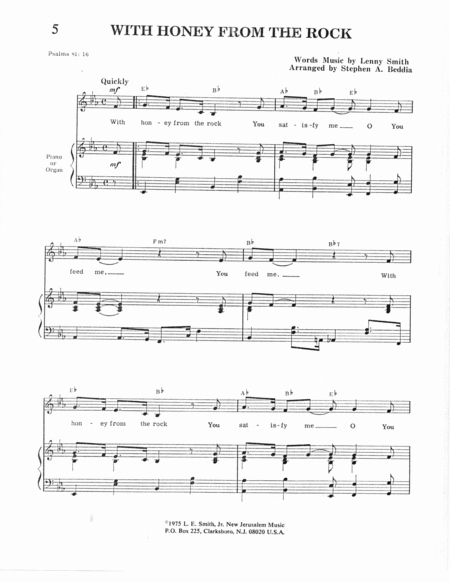 Free Sheet Music With Honey From The Rock