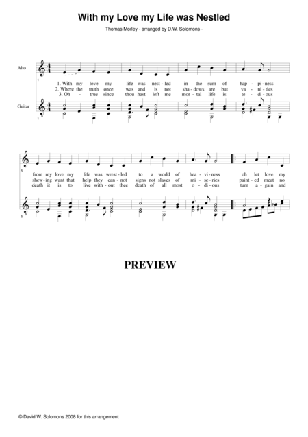 Free Sheet Music With My Love My Life Was Nestled For Low Voice And Guitar