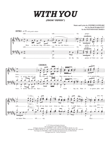 With You Chorus Pricing Sheet Music