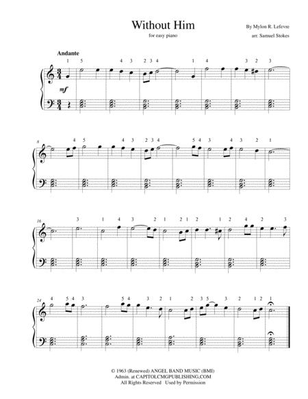 Free Sheet Music Without Him For Easy Piano