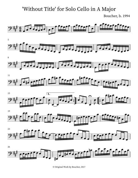 Free Sheet Music Without Title For Solo Cello In A Major