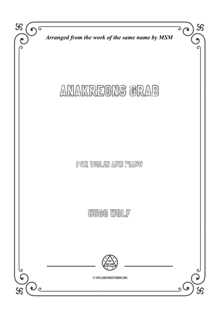 Wolf Anakreons Grab For Violin And Piano Sheet Music