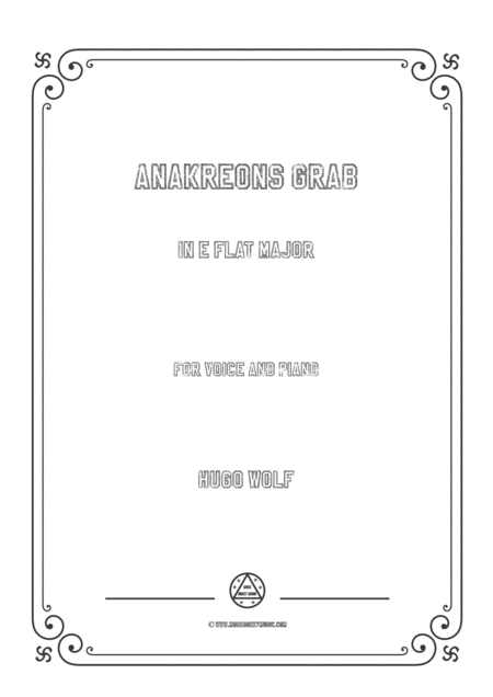 Free Sheet Music Wolf Anakreons Grab In E Flat Major For Voice And Piano