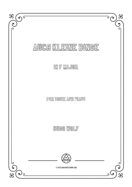 Wolf Auch Kleine Dinge In F Major For Voice And Piano Sheet Music