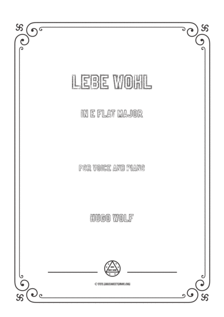 Free Sheet Music Wolf Lebe Wohl In E Falt Major For Voice And Piano