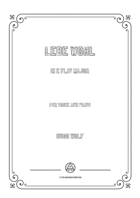 Wolf Lebe Wohl In E Falt Major For Voice And Piano Sheet Music