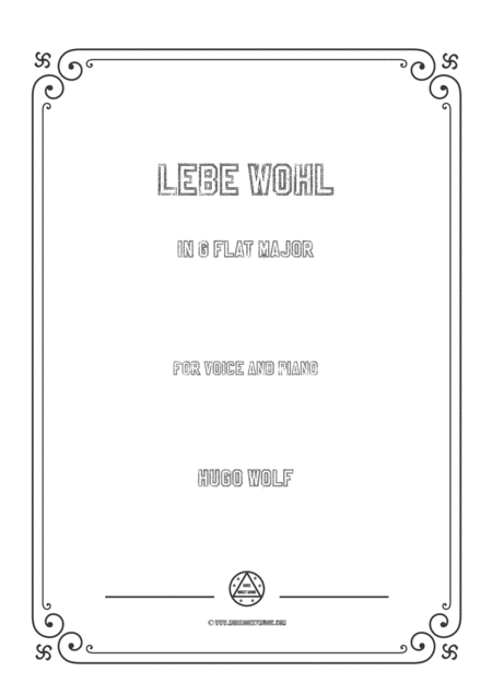 Wolf Lebe Wohl In G Flat Major For Voice And Piano Sheet Music