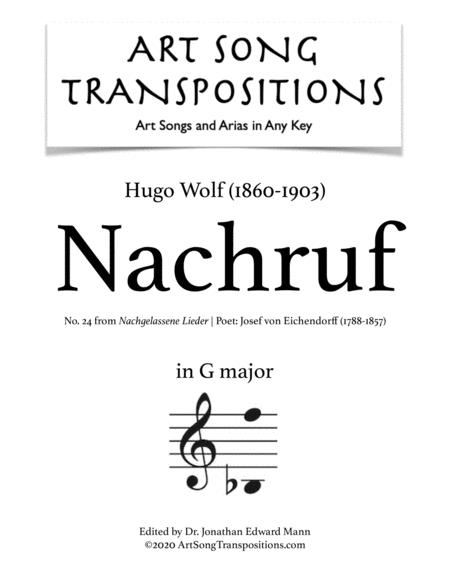 Free Sheet Music Wolf Nachruf Transposed To G Major