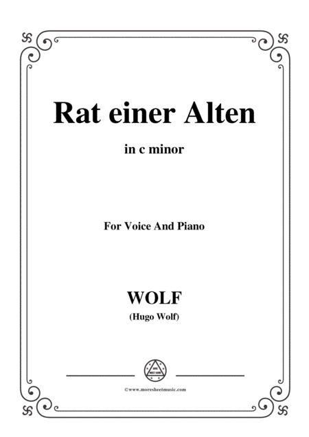 Wolf Rat Einer Alten In C Minor For Voice And Paino Sheet Music