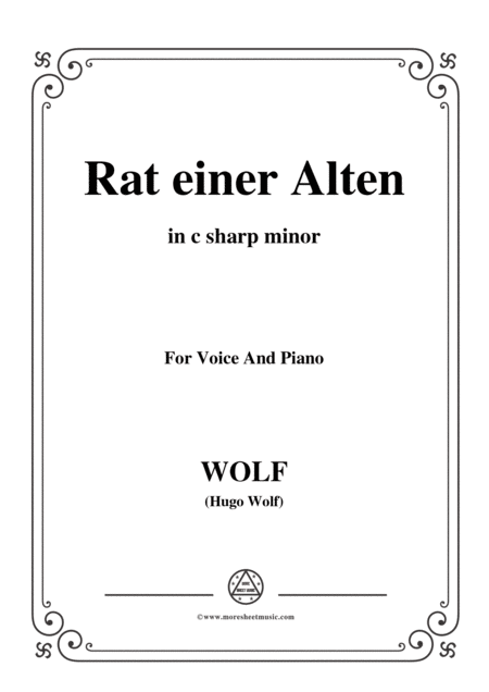 Wolf Rat Einer Alten In C Sharp Minor For Voice And Paino Sheet Music