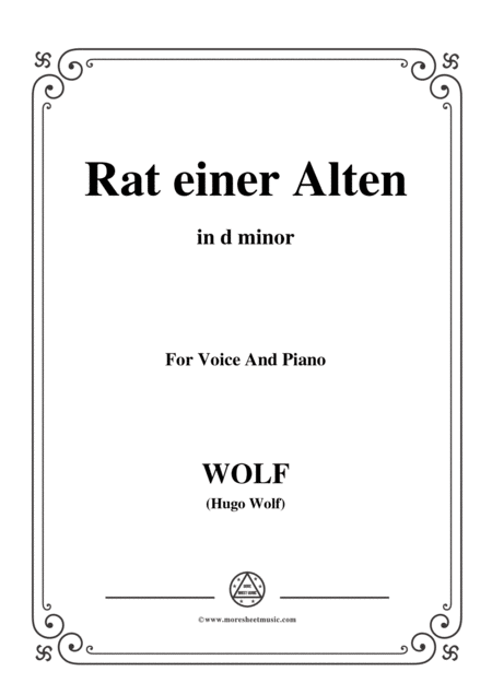 Free Sheet Music Wolf Rat Einer Alten In D Minor For Voice And Paino