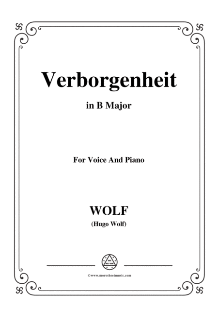 Wolf Verborgenheit In B Major For Voice And Piano Sheet Music