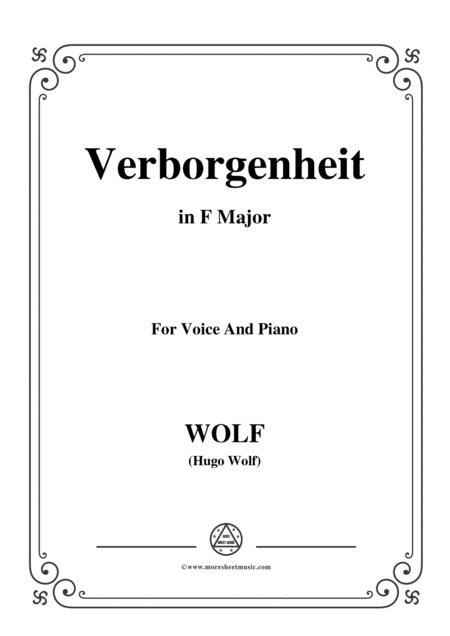 Free Sheet Music Wolf Verborgenheit In F Major For Voice And Paino
