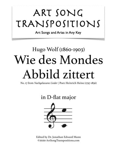 Wolf Wie Des Mondes Abbild Zittert Transposed To D Flat Major Sheet Music