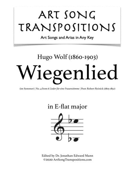 Wolf Wiegenlied Im Sommer Transposed To E Flat Major Sheet Music