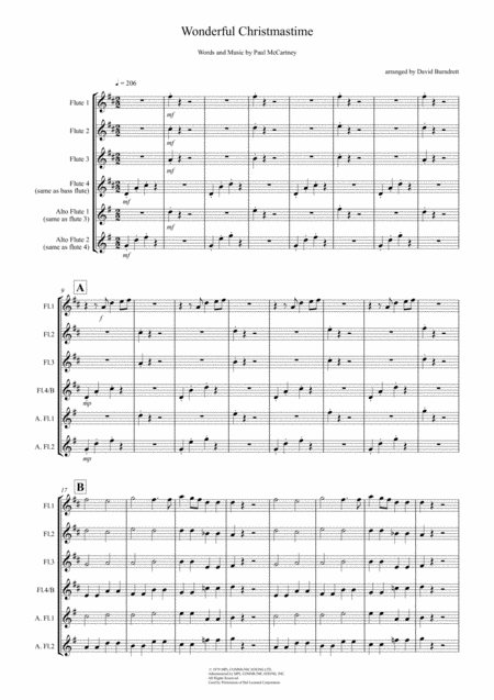 Wonderful Christmastime For Flute Quartet Sheet Music