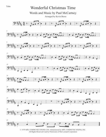 Wonderful Christmastime Original Key Tuba Sheet Music