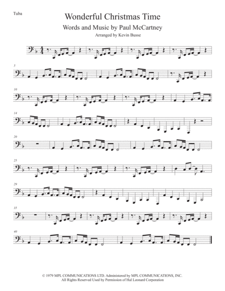 Wonderful Christmastime Tuba Sheet Music